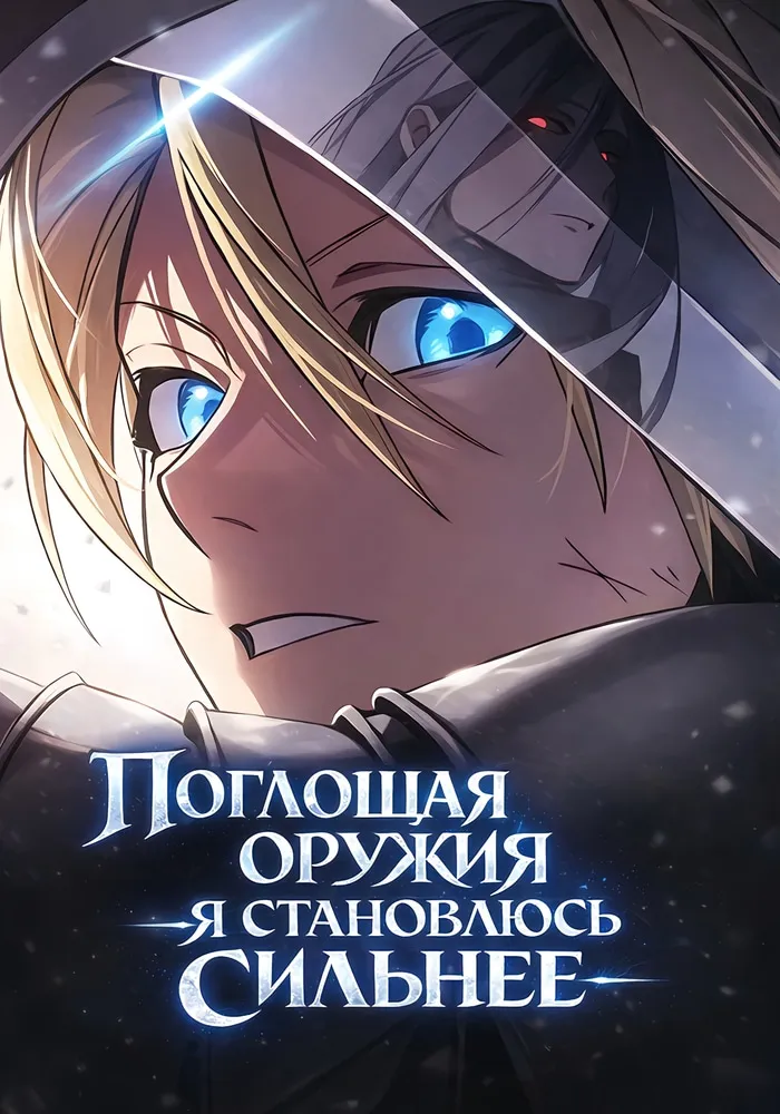 Обложка манги Поглощая оружия, я становлюсь сильнее